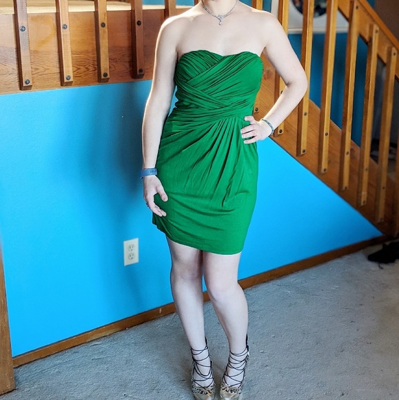 Express | Dresses | Strapless Green Express Dress | Poshmark